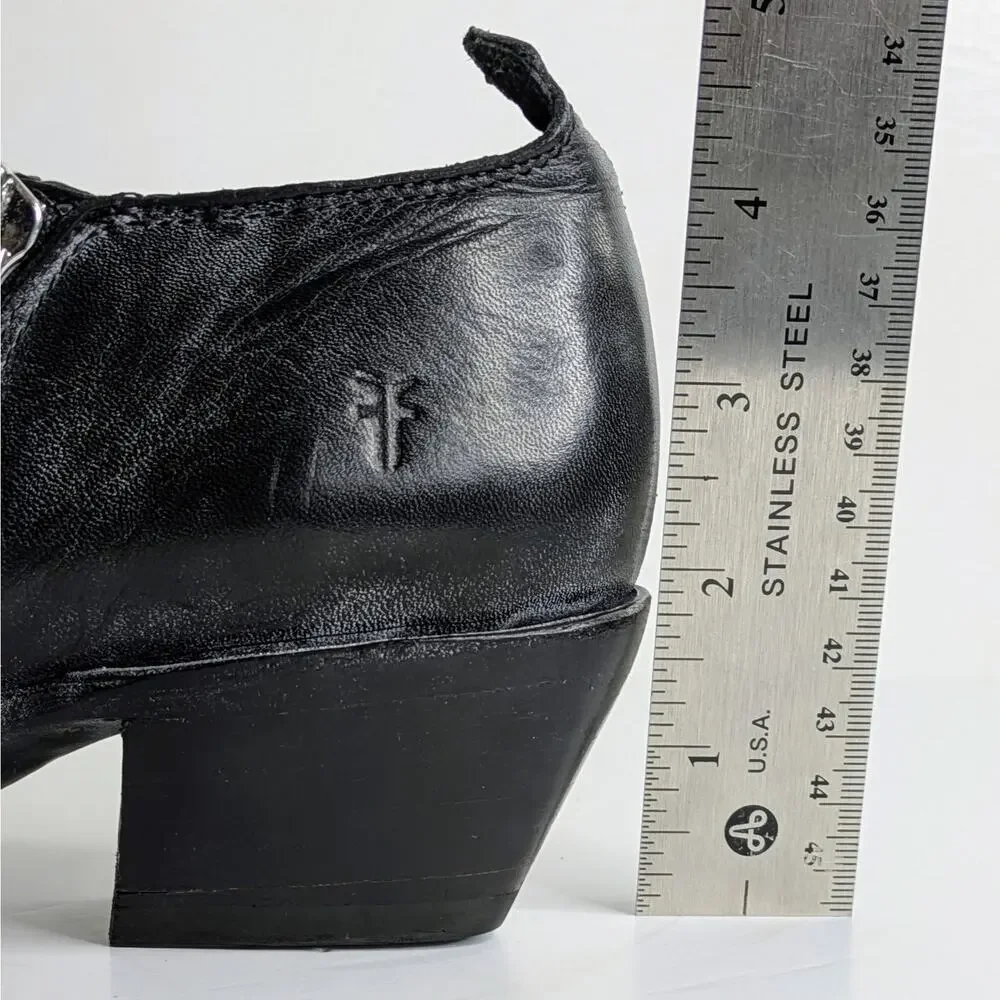 Frye Sacha Shooties 6 Black Leather Silver Stud Ankle Boots Heritage Style - Picture 14 of 16